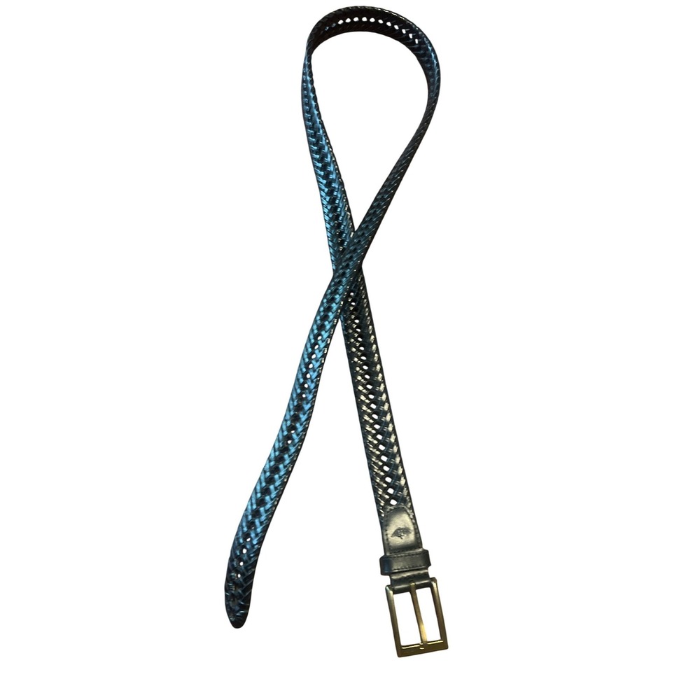 Dockers Mens Black Braided Woven Belt Size 2X 46-48 Leather Tab 17DO0408
